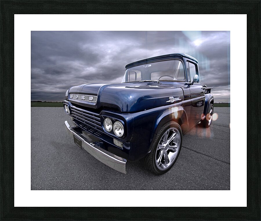 1959 Ford F100 Dark Blue Pickup Picture Frame print
