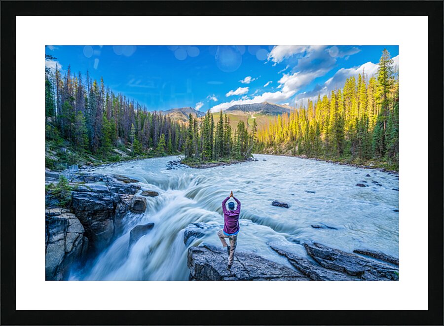 Tree Pose over Sunwapta Falls Picture Frame print