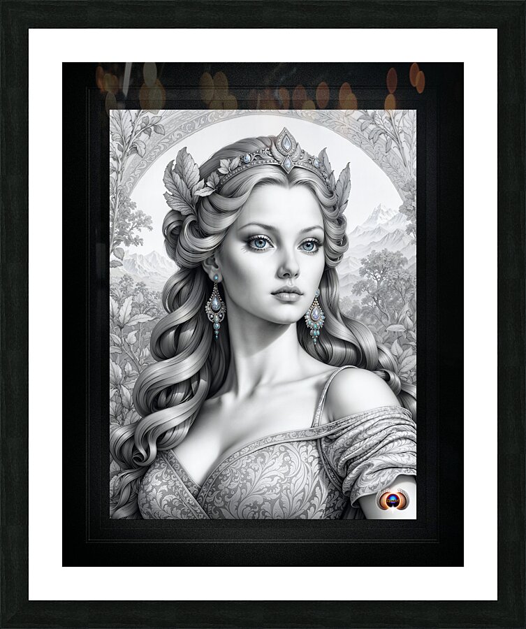 Portrait Illustration Of Princess Allenoria Clavis Captivating AI Concept Art by Xzendor7 Picture Frame print