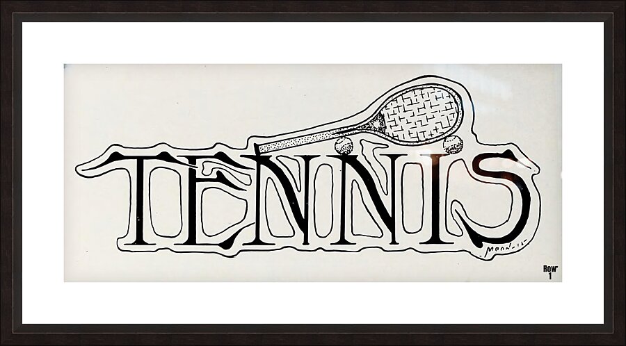 vintage tennis racket art from early 1900s Picture Frame print
