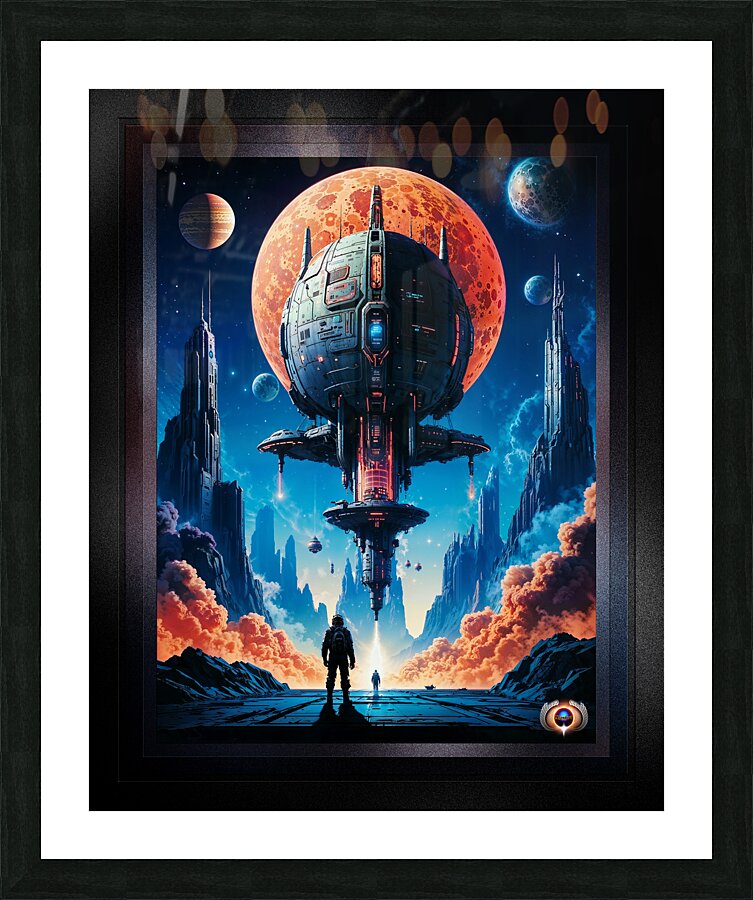 The Landing Retro Fusion Sci-Fi Space Poster Art Captivating AI Concept Art by Xzendor7 Picture Frame print