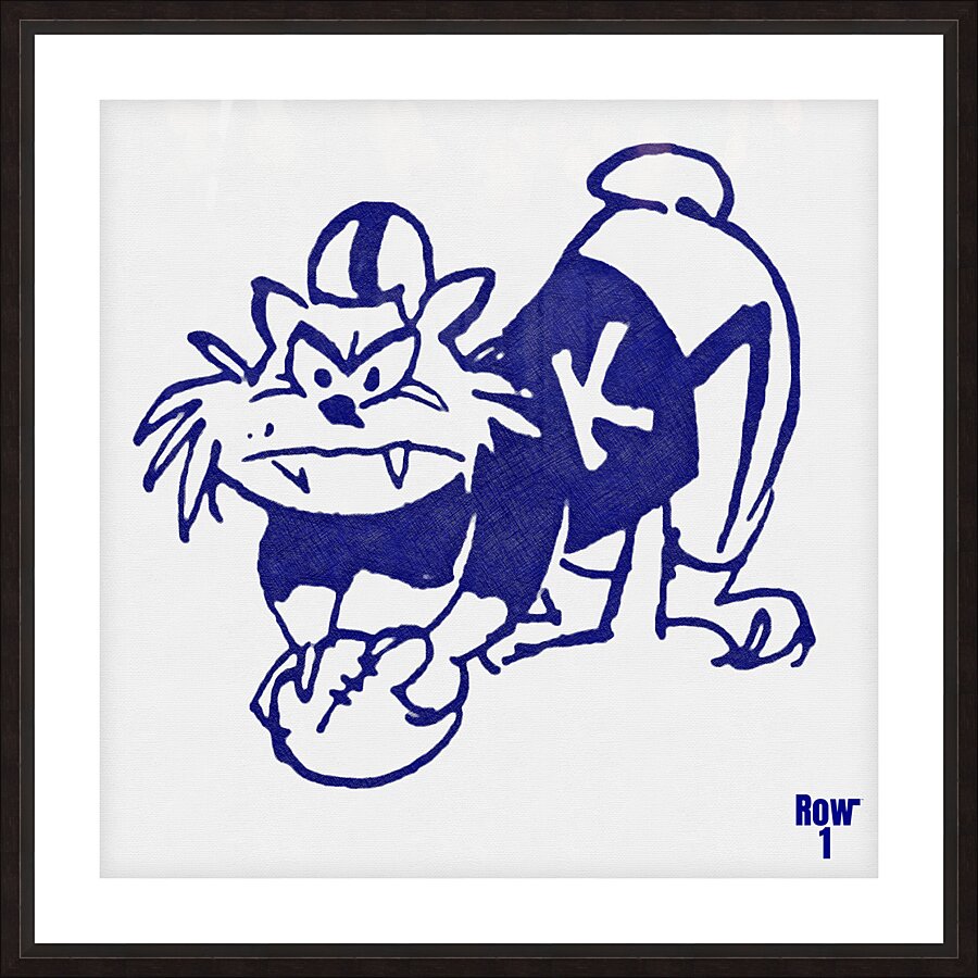 vintage kentucky wildcat football cartoon art  Picture Frame print