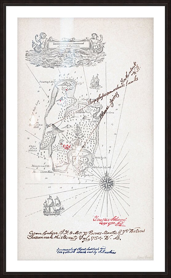 Treasure Island Map Wall Art Picture Frame print