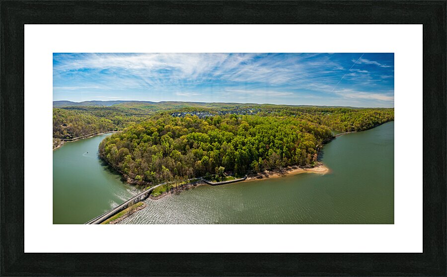 Aerial view of Cheat Lake and the Bluffs near Morgantown Picture Frame print