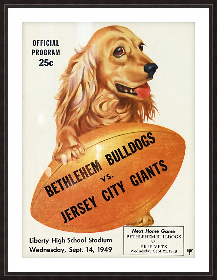1949 bethlehem bulldogs jersey city giants  Picture Frame print