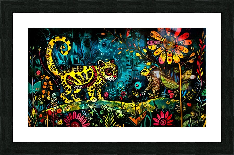Serengeti Wild Cat - Jungle Cat Batik Picture Frame print