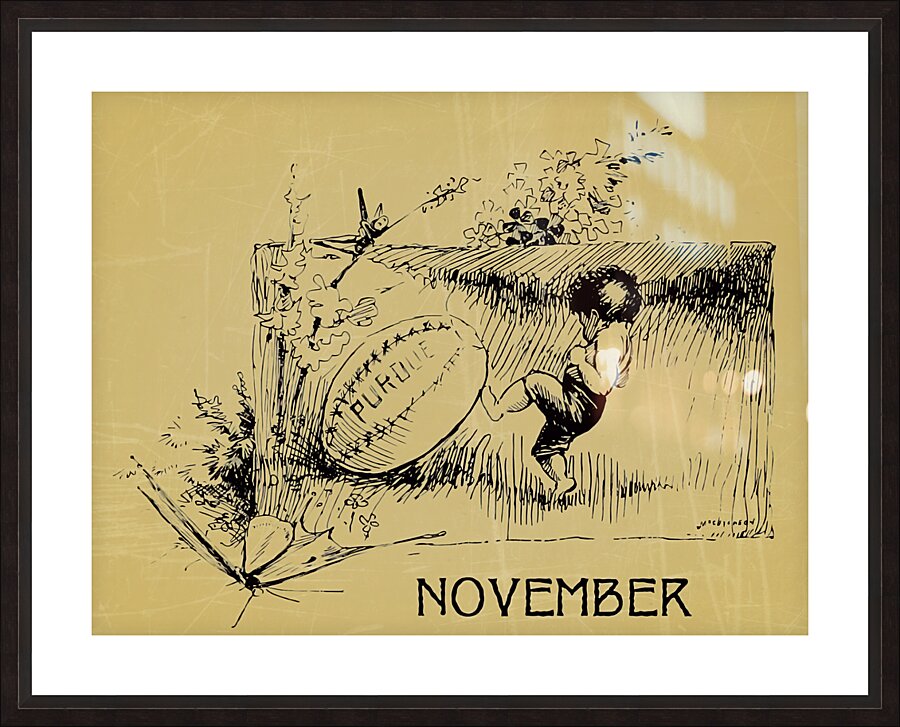 early 1900s purdue football art kick Picture Frame print