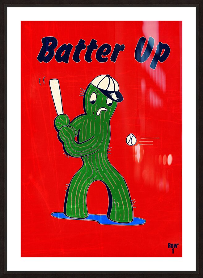 arizona batter up cactus baseball art Picture Frame print