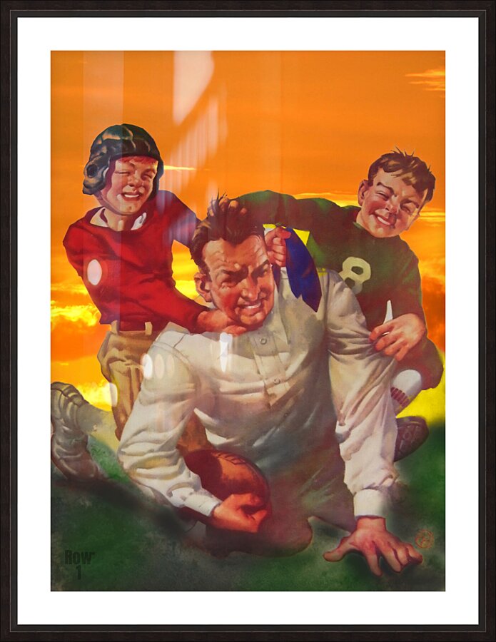 Kids Playing Football with Dad Picture Frame print