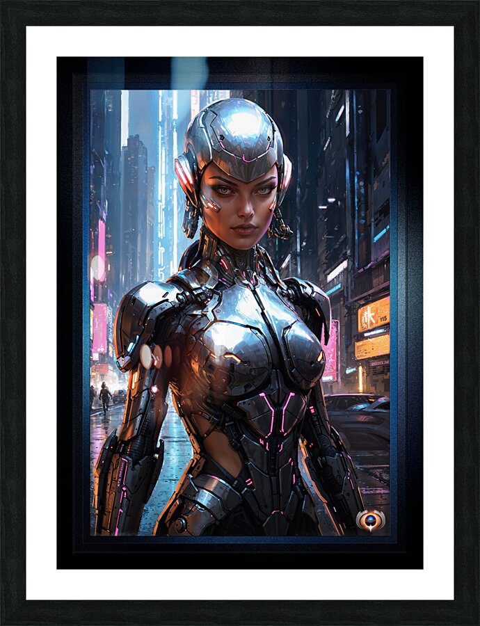 An Android Assassin Seeks Her Prey Mesmerizing AI Concept Art by Xzendor7 Picture Frame print