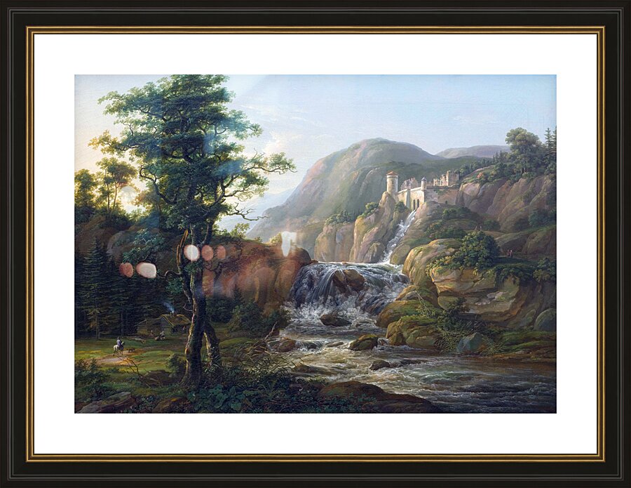 Beautiful Landscape Mountain Waterfall Picture Frame print