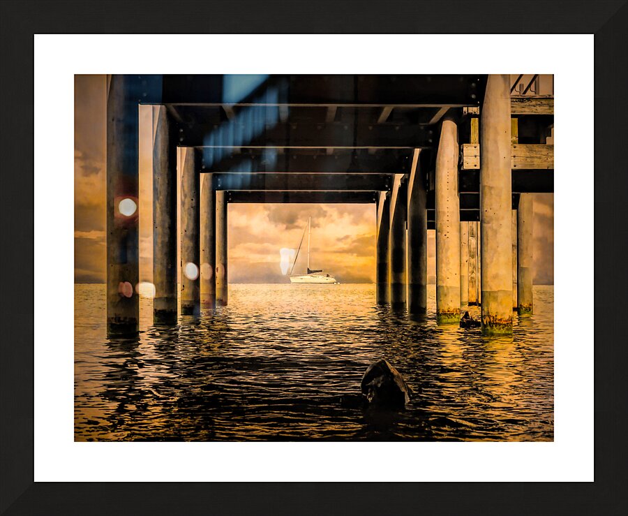 Lake Tahoe Under the Dock Sailboat Picture Frame print