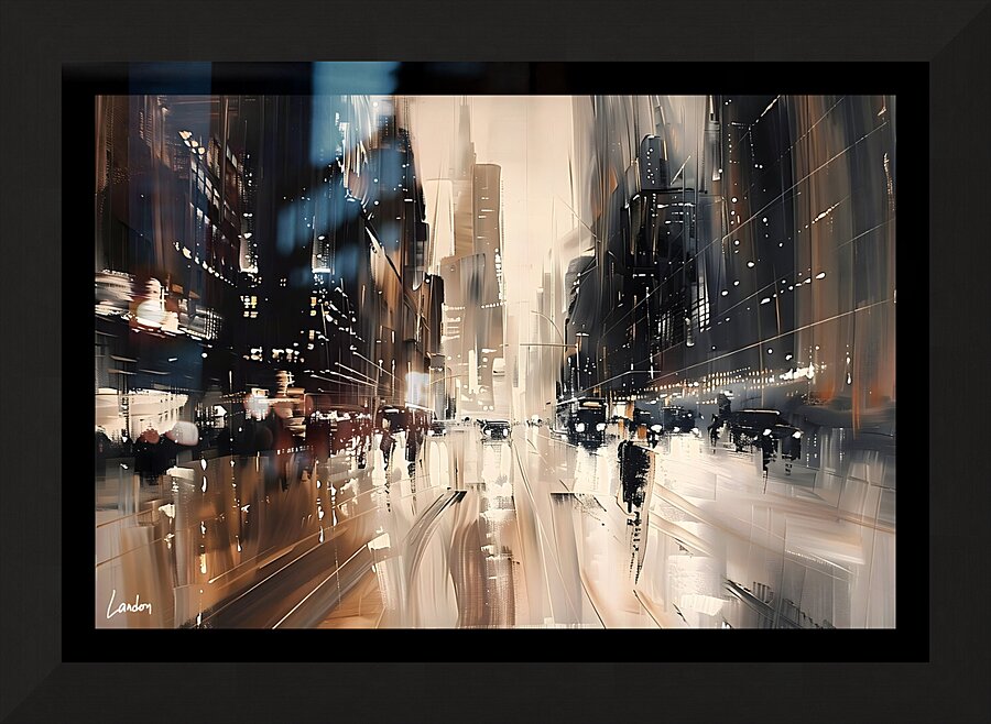 A City At Night 4 Picture Frame print
