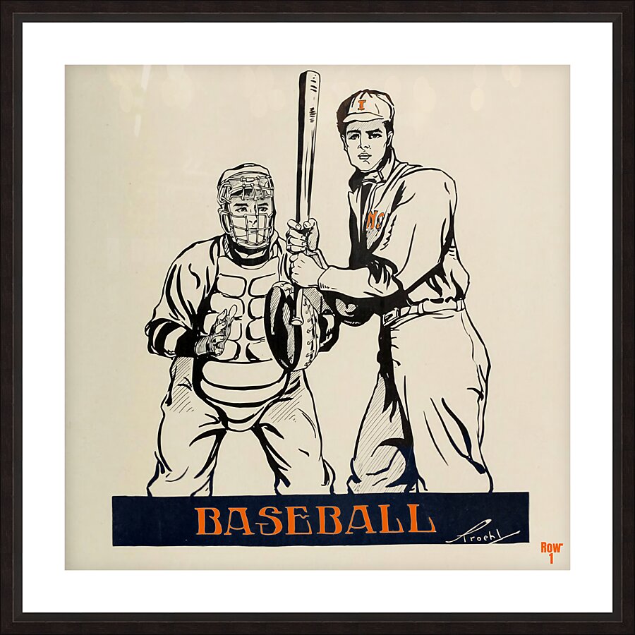 Early 1900s Illinois Illini Baseball Art  Picture Frame print
