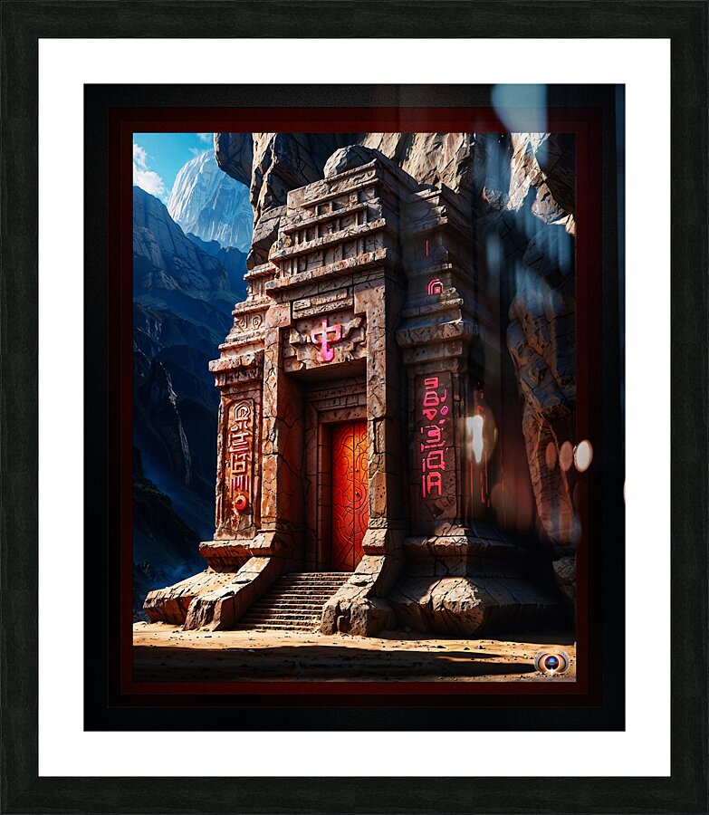 The Old Temple Of The Amalgites Within The Seven Magic Mountains Mesmerizing AI Concept Art by Xzendor7  Framed Print Print