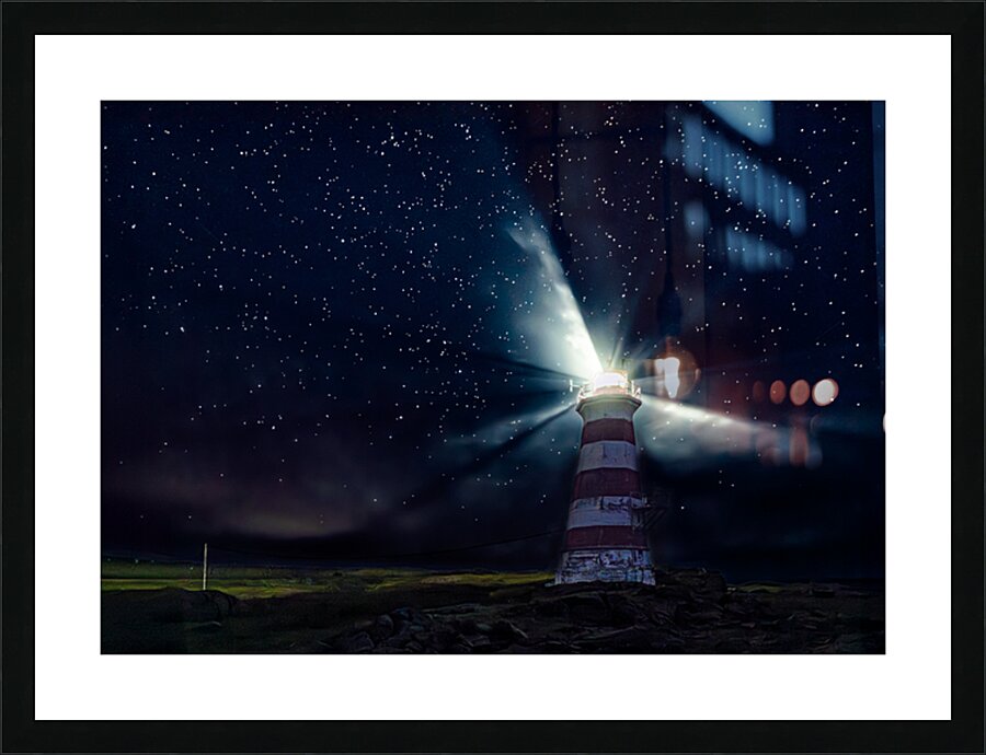 Starry Night at Brier Island Light Picture Frame print