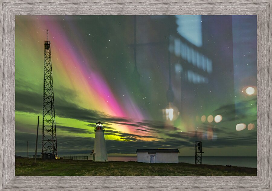 Aurora-Borealis_at_Enragee_Point_Lighthouse Picture Frame print