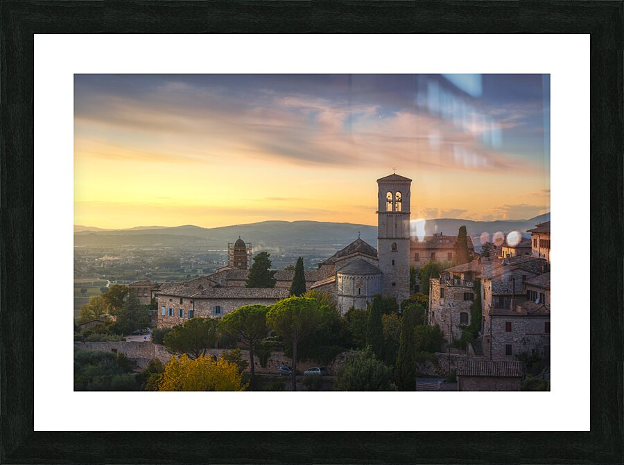 Assisi town at sunset. Umbria Italy. Picture Frame print