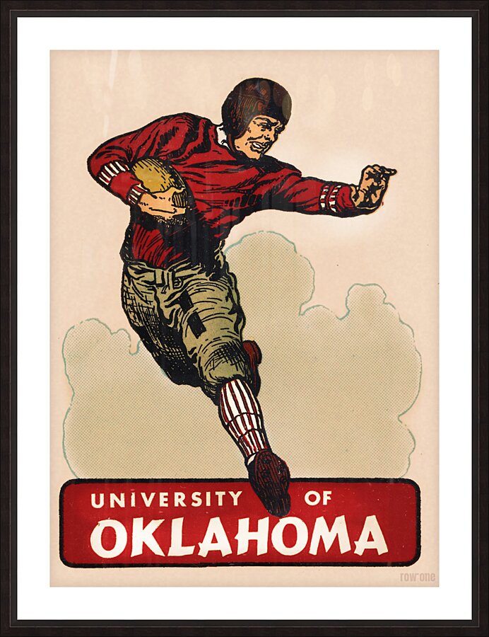 Vintage University of Oklahoma Football Player Picture Frame print