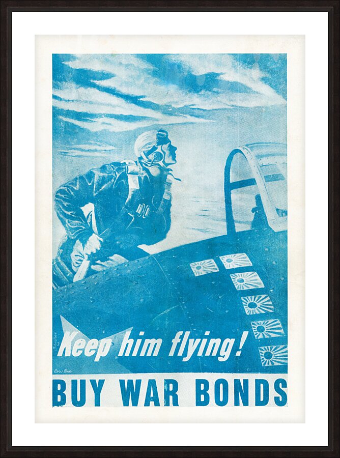 1943 keep him flying buy war bonds art Picture Frame print