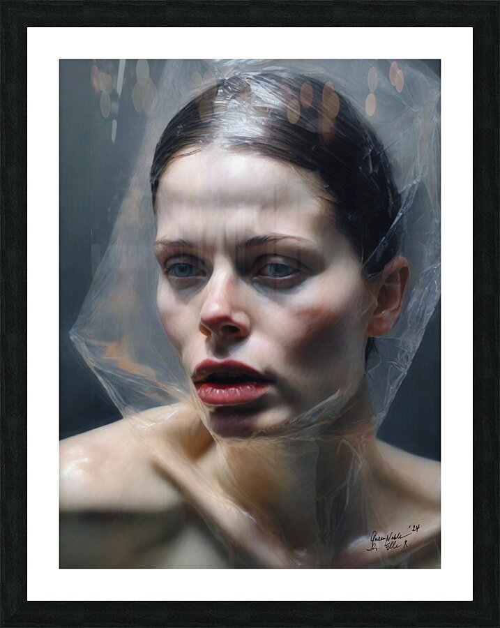 Realism Portrait Painting Of A Womans Face  Picture Frame print