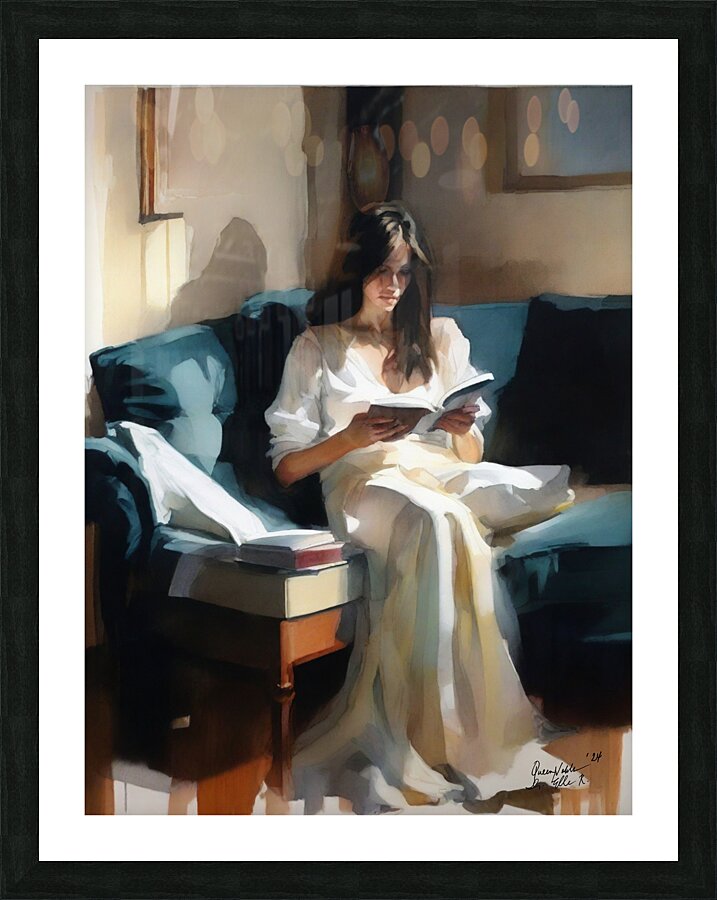 Girl Reading A Book  Picture Frame print