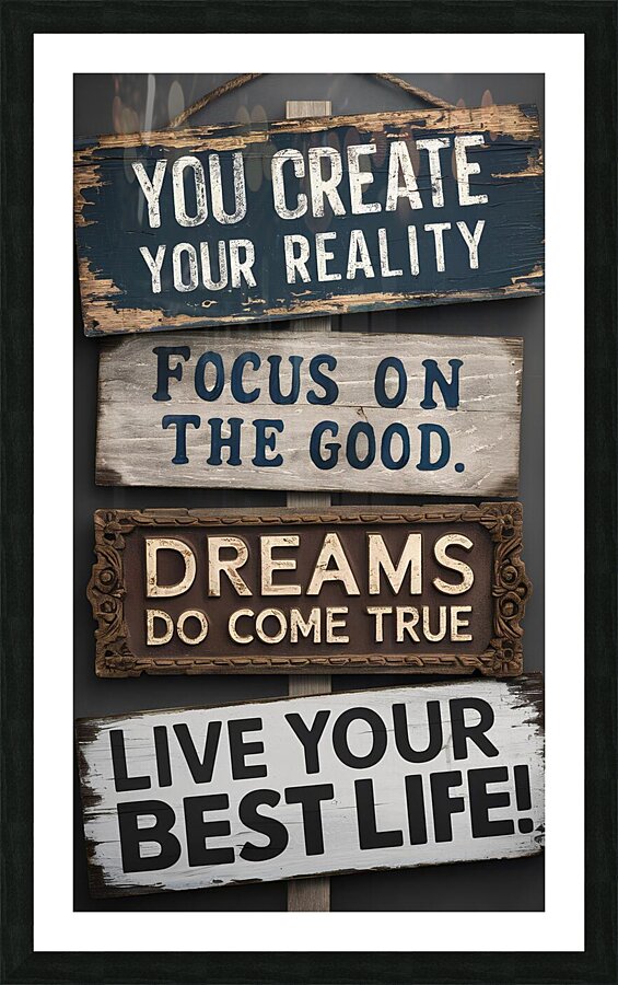 a captivating photo featuring four weathered wood Picture Frame print