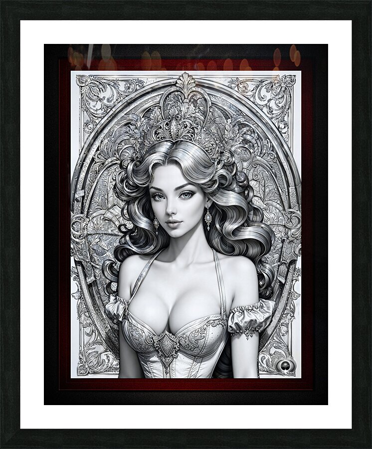 An Elegant Fantasy Girl Pin Up Illustration Beautiful AI Concept Art by Xzendor7 Picture Frame print