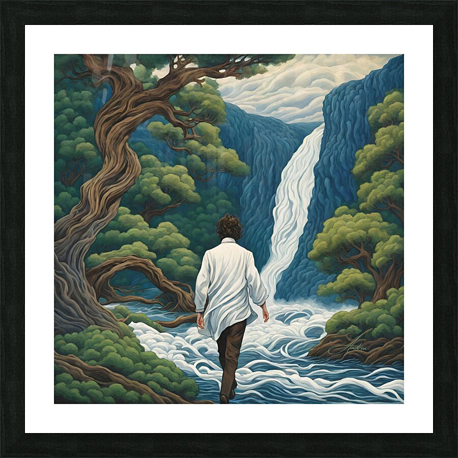 Falls at the Wild Sapphire River Picture Frame print