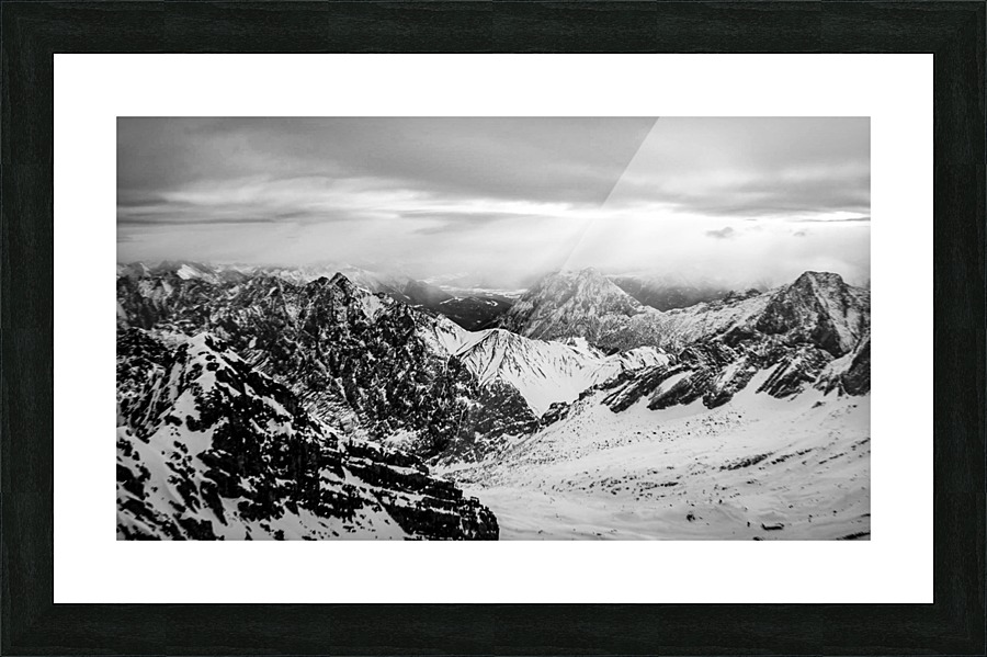 Zugspitze in black and white Picture Frame print