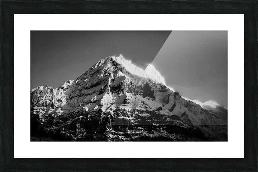 Swiss peak in black and white Picture Frame print