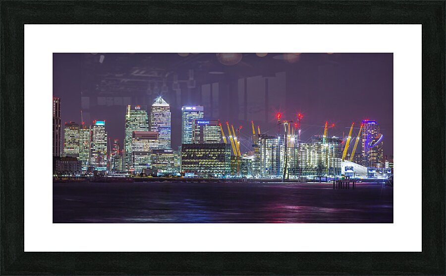 London skyline at night Picture Frame print