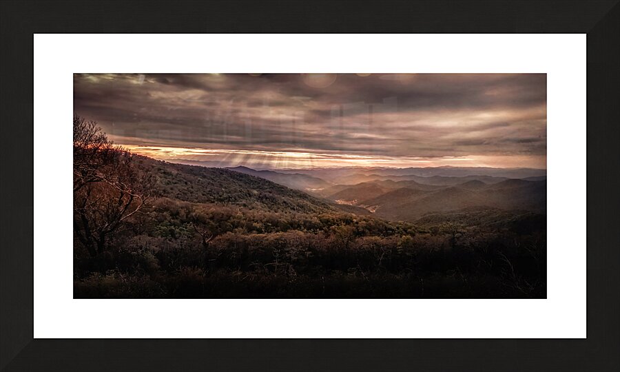 Blue Ridge Parkway Glassmine Overlook Sunset Panorama Picture Frame print