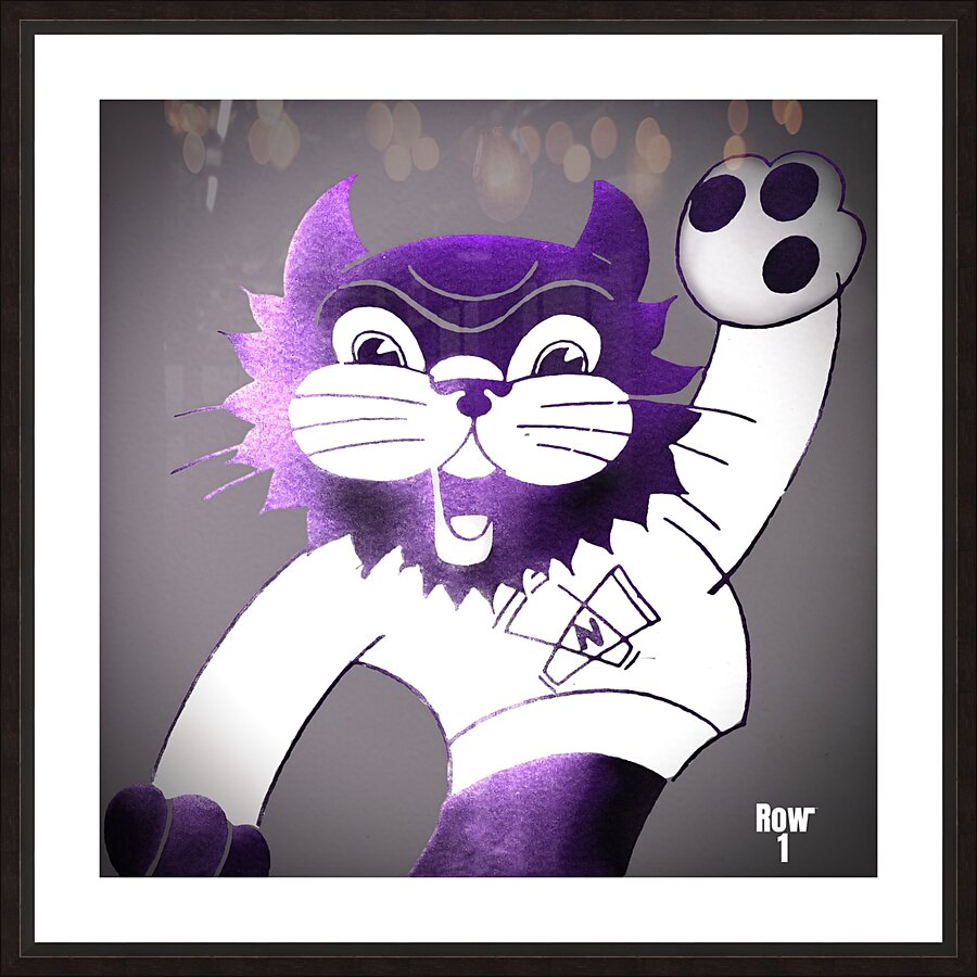 Vintage Northwestern Wildcat Cartoon Art Picture Frame print