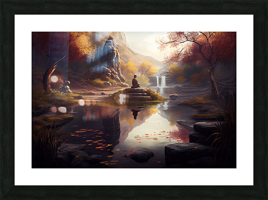 Watercolor painting with multi colored abstract backgrounds generative AI Picture Frame print