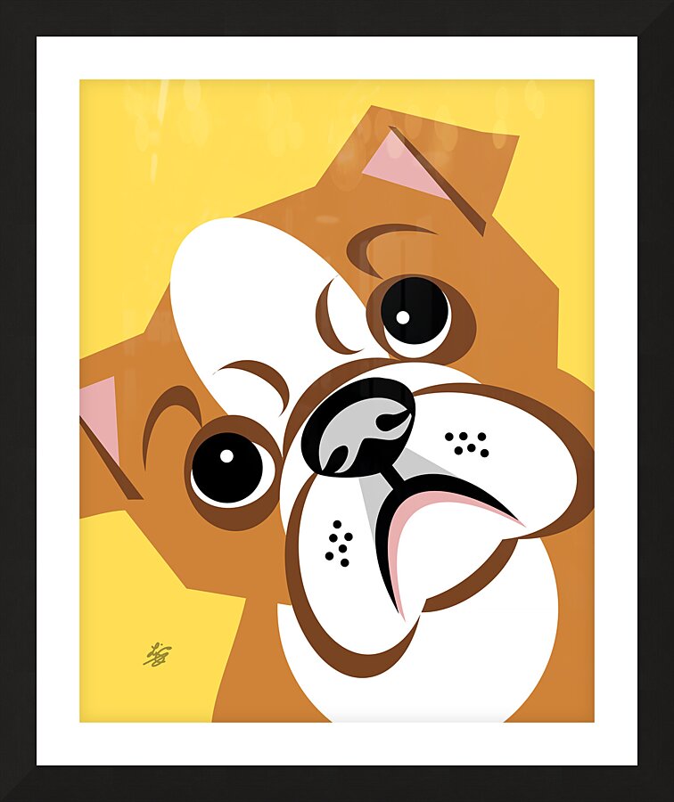Vector Bulldog Portrait Picture Frame print