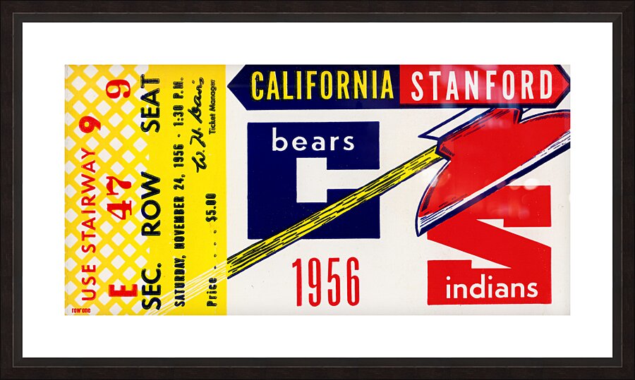 1956 California vs. Stanford Football Ticket Art Picture Frame print