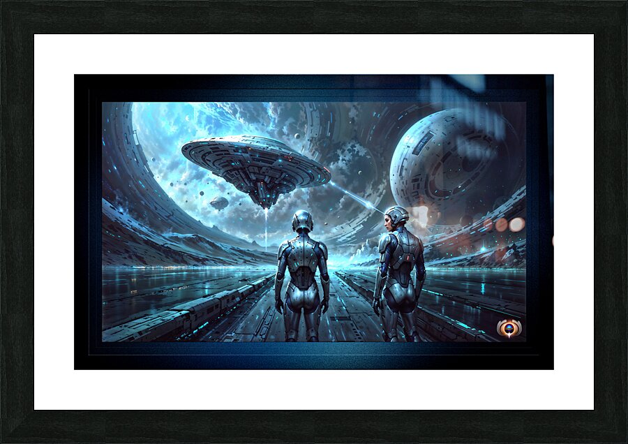 Planetary Trans-Dimensional Teleportation Outpost Mesmerizing AI Concept Art by Xzendor7 Picture Frame print