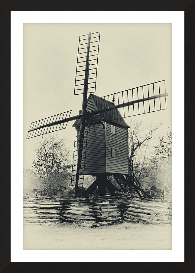 Williamsburg Windmill in Sepia Picture Frame print