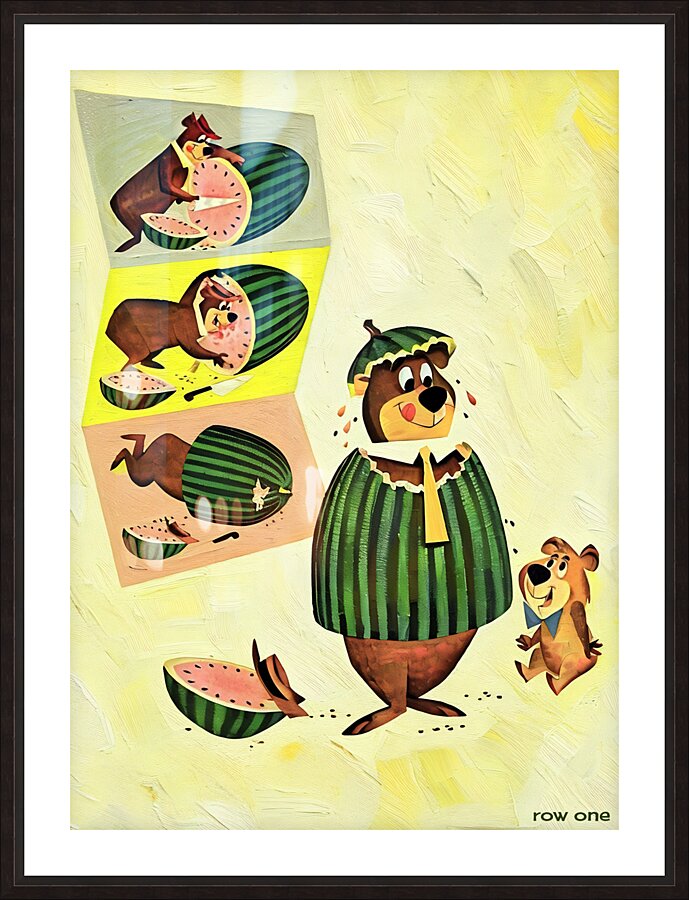 1962 Yogi Bear and Boo Bear Watermelon Art Picture Frame print