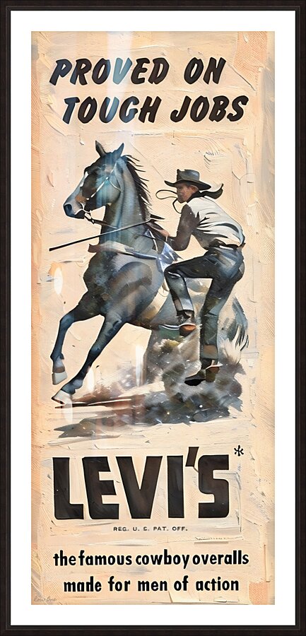 Vintage Levis Jeans Ad Remix Art Picture Frame print
