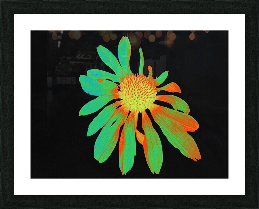 Abstract Neon Glowing Cone Flower  Picture Frame print