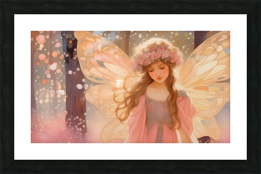 Cute Pink Fairy in the Woods Fantasy Painting  Picture Frame print
