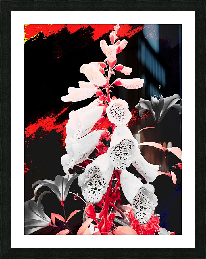 Abstract Dark Foxglove in Pink with Lilies Picture Frame print