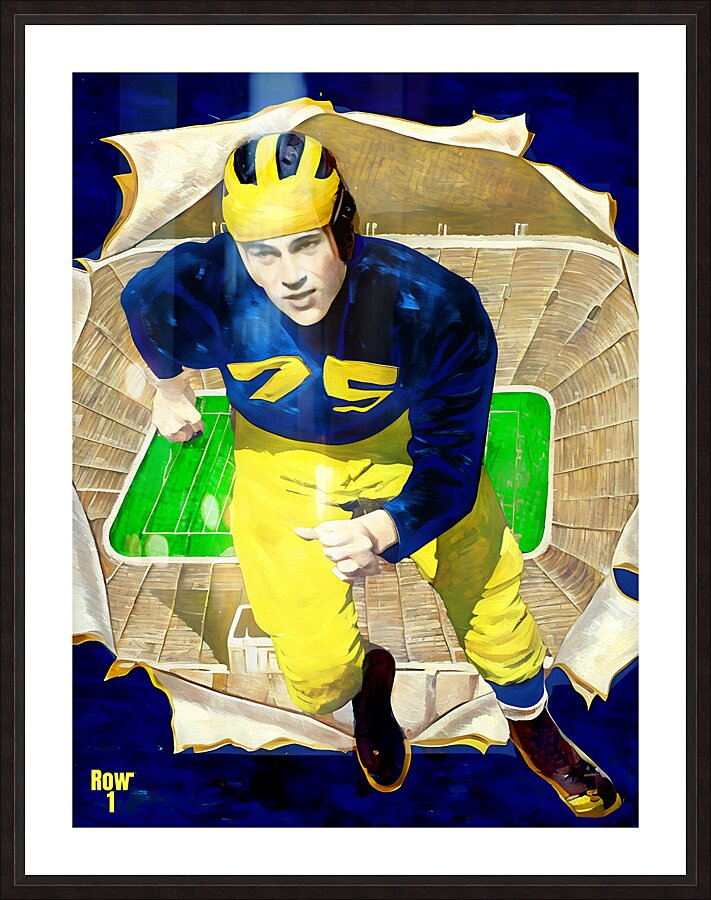 1947 michigan football art remix Picture Frame print