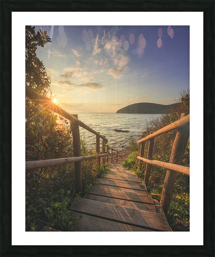 Descent to the sea in Cala Violina beach in Tuscany Picture Frame print