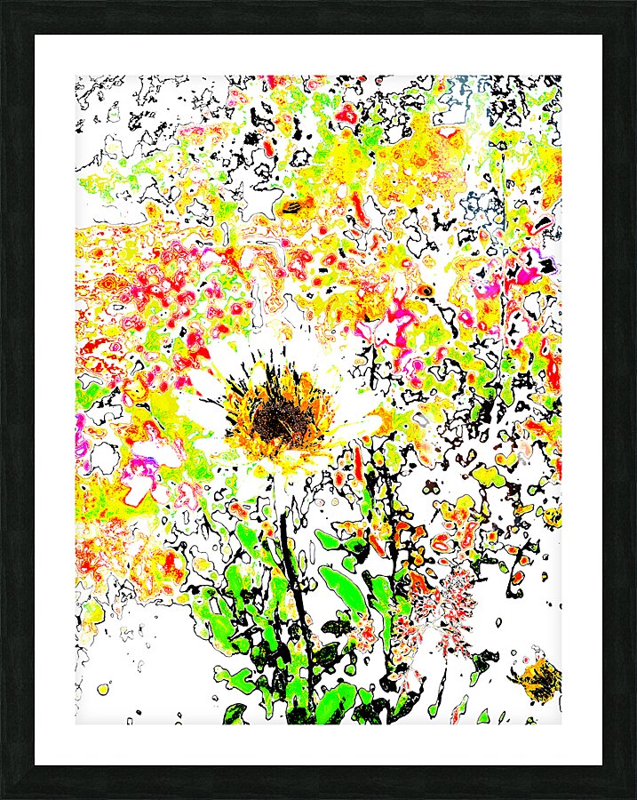 Abstract Vibrant Daisy Flower Picture Frame print