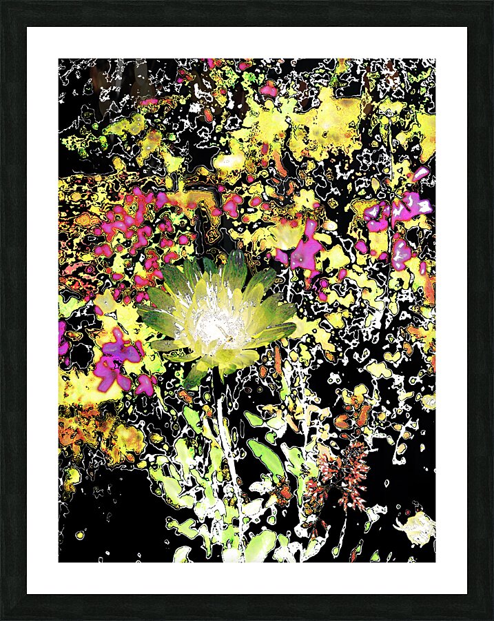 Abstract Chaotic Green Daisy Flower  Picture Frame print