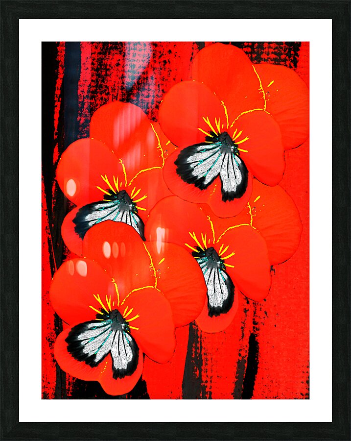  Abstract Red Pansy Bouquet  Picture Frame print
