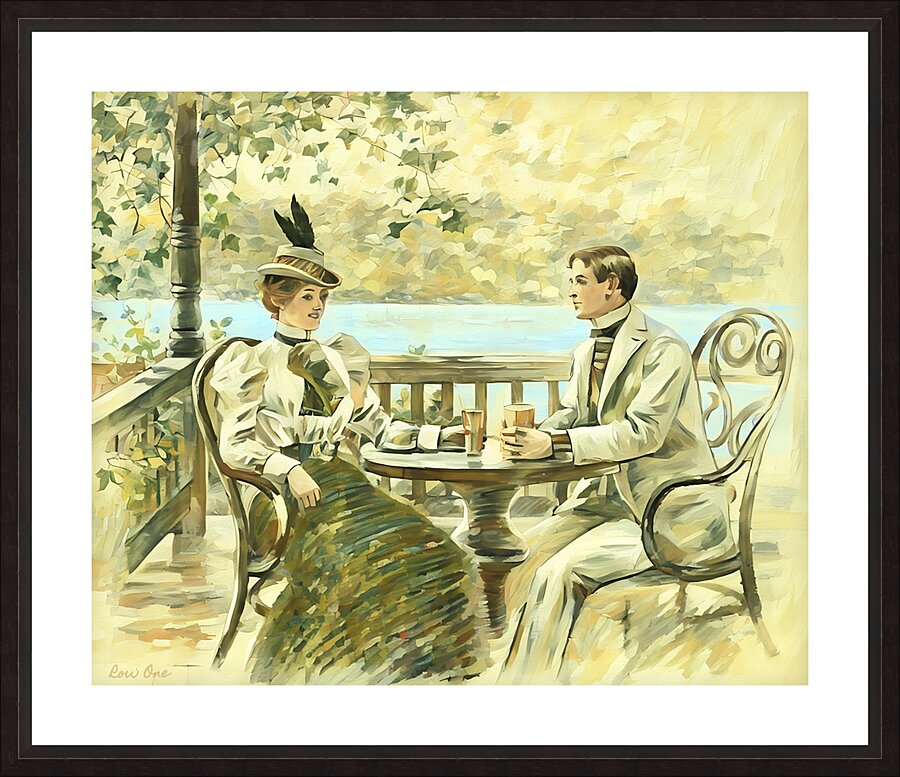 late 1800s porch scene Picture Frame print